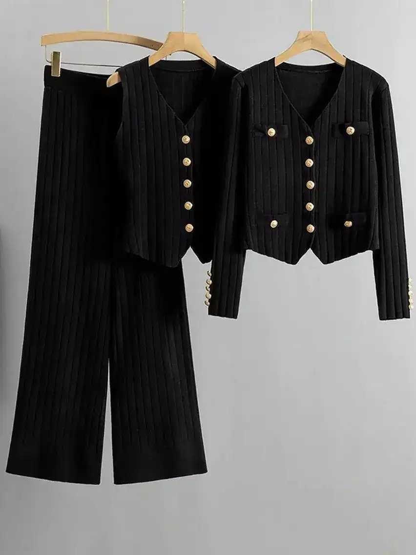 Image for MissMosaByAkanksha-WomenBlackDeloraLuxeWinter3PcCoordSet