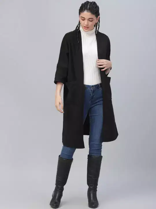 Image for Athena-Women'sBlackSolidOpenFrontShrug