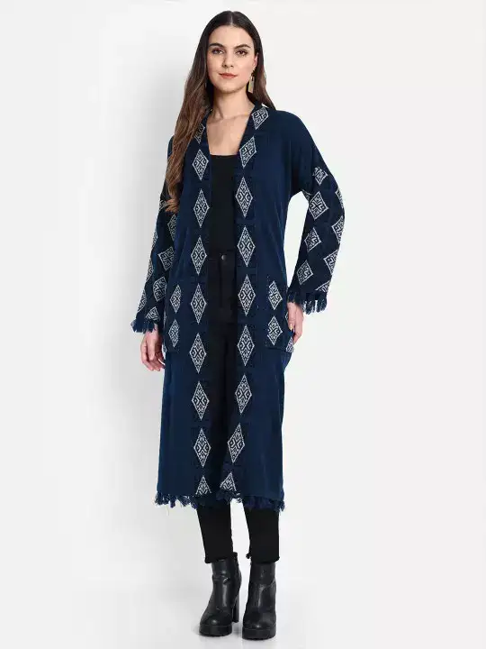 Image for HAUTEMODA-WomenPrintedLonglineShrug