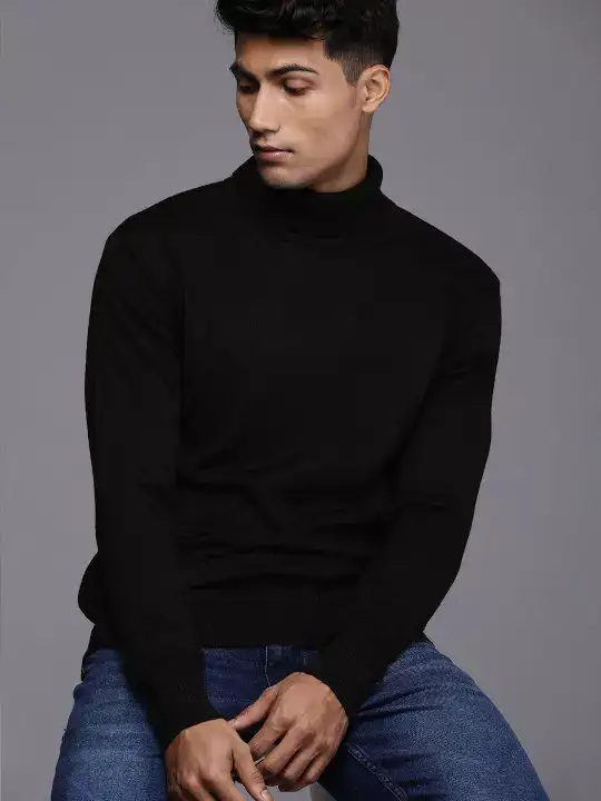 Image for WROGN-MenBlackSlimFitTurtleNeckPullover