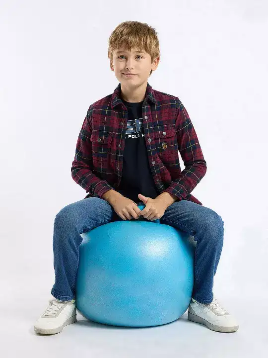 Image for U.S.PoloAssn.Kids-BoysTartanCheckedPureCottonShacket