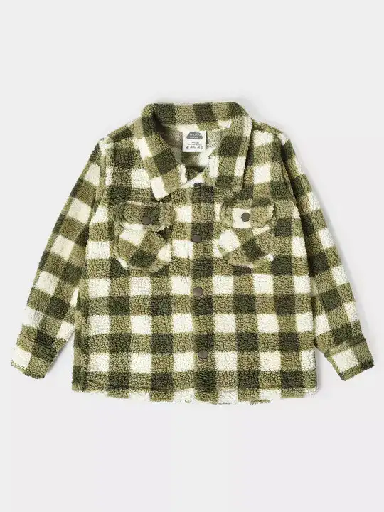 Image for MiArcus-KidsRelaxedFitBuffaloCheckedSpreadCollarLongSleevesShacket