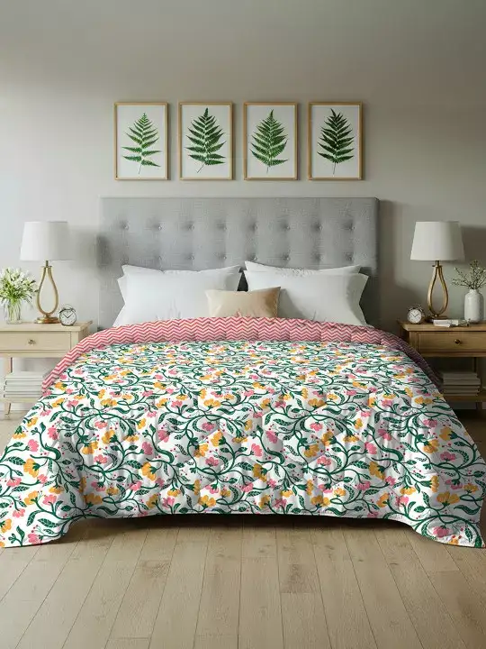 Image for URBANSPACE-PeachStripedMicrofiberReversibleDoubleBedComforter