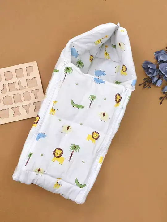 Image for Mom'sHome-InfantsWhitePrintedCottonSleepingBag