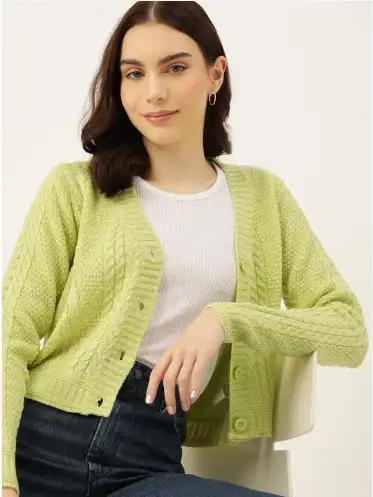 Image for DressBerryAcrylicCableKnitCardigan