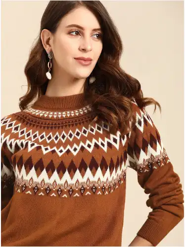 Image for allaboutyouWomenBrown%26WhiteFairIslePullover