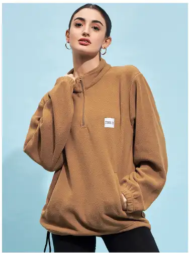 Image for STREET9BrownMockCollarOversizedSweatshirt