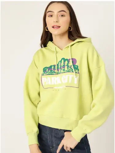 Image for DressBerryPrintedDrop-ShoulderHoodedSweatshirt