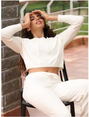 Image for BlissclubHoodedPureCottonCroppedSweatshirt