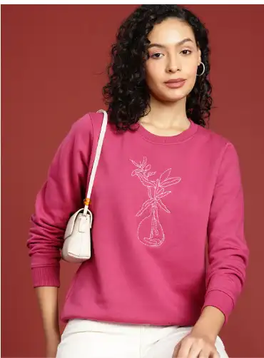 Image for allaboutyouRoundNeckFloralEmbroideredSweatshirt