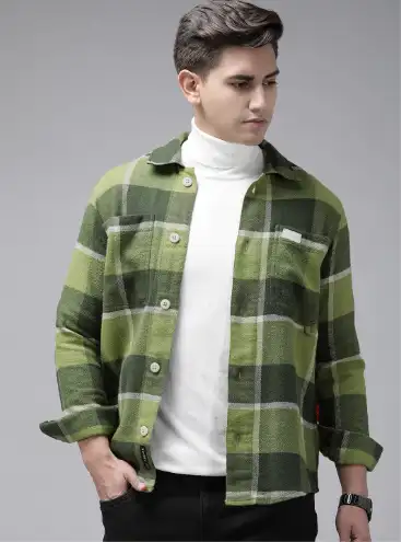 Image for THEBEARHOUSEMenCheckedHeavyFlannelCottonShacket
