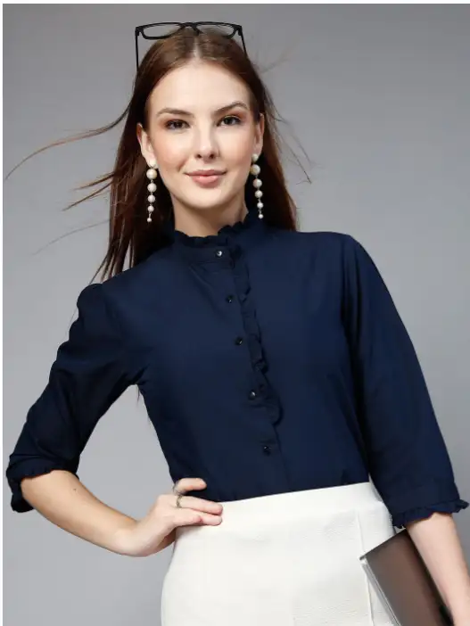 Image for StyleQuotientRegularFitPuffSleevesFormalShirt