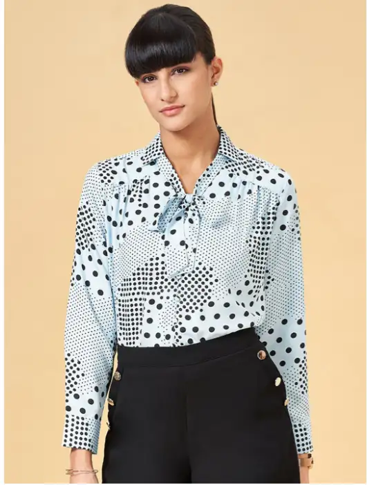 Image for AnnabellebyPantaloonsBowSpreadCollarPrintedFormalShirt