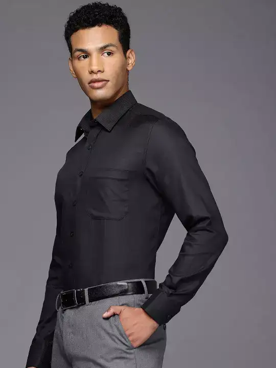 Image for LouisPhilippe-MenCottonBlackTexturedFormalShirt