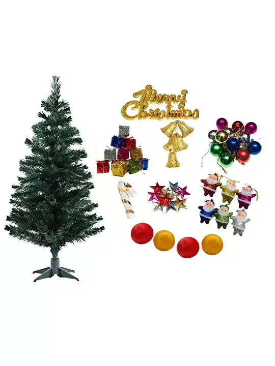Image for CraftVatika-GreenChristmasTreeWith50-PcsOrnaments