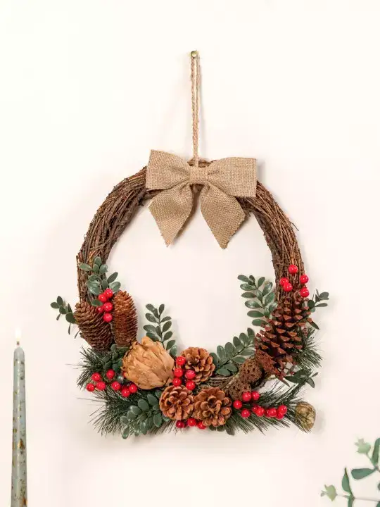 Image for Nestasia-Brown%26PinkBerryBowEco-friendlyDecorativeFestiveWreath