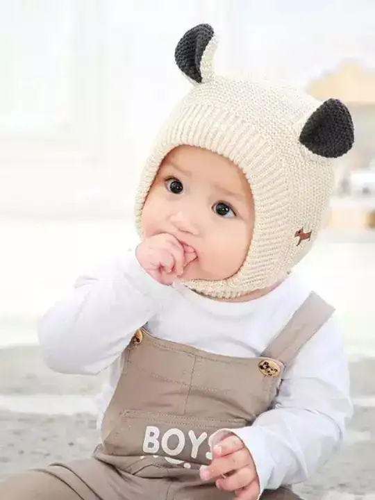 Image for Ziory-KidsBeigeWoolAnimalDesignedKnittedBeanie