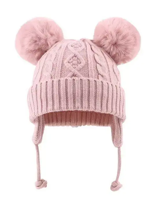 Image for Adorazone-UnisexKidsPinkSelf-DesignWoollenBeanie