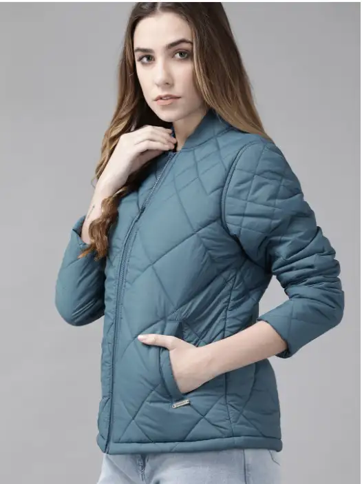 Image for RoadsterWomenTealBlueSolidQuiltedJacket