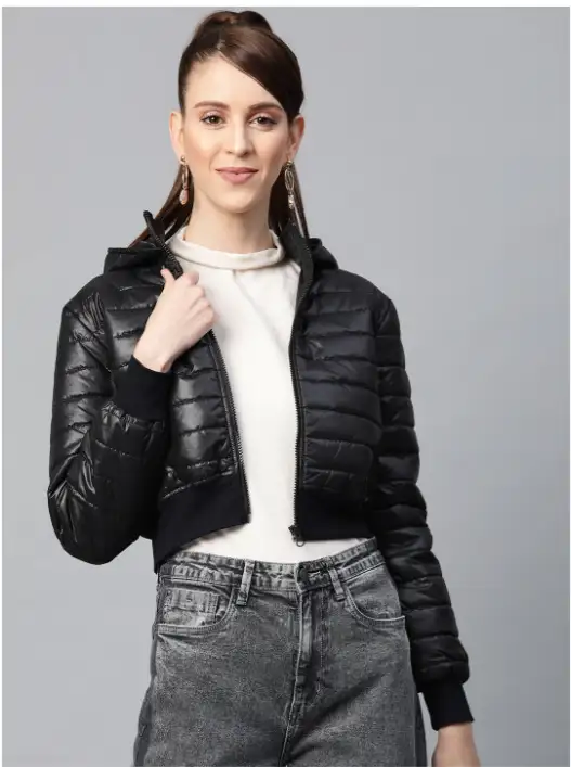 Image for SASSAFRASWomenBlackSolidCroppedPufferJacket