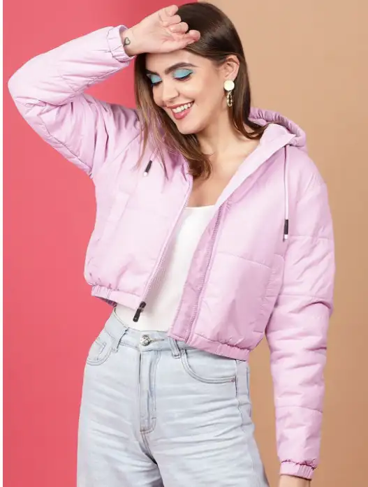 Image for FreehandbyTheIndianGarageCoWomenPinkCropOutdoorBomberJacket