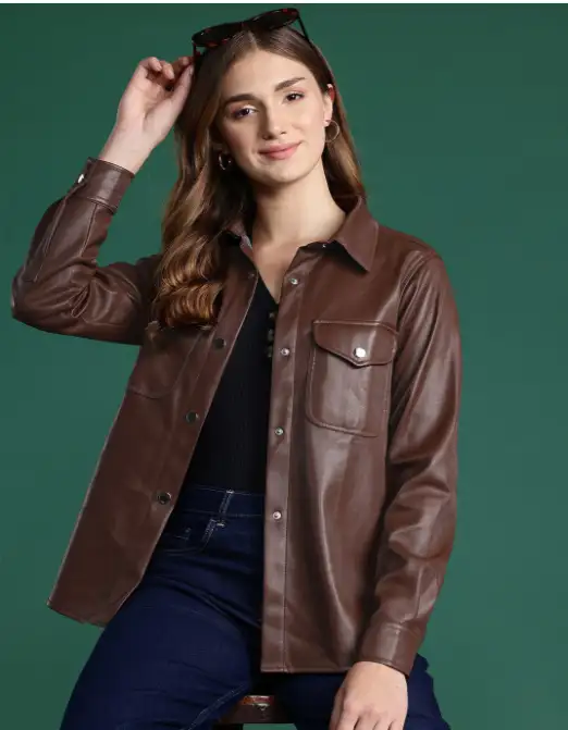 Image for DressBerryFauxLeatherLonglineTailoredJacket