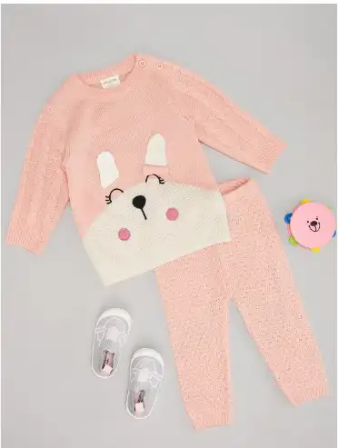 Image for PantaloonsBabyGirlsSelfDesignWinterClothingSet