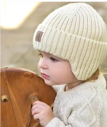 Image for GajrajKidsSelfDesignWoollenEarflapBeanie
