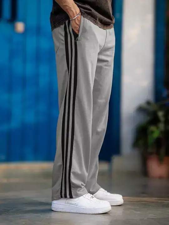 Image for Maniac-MensStripedCottonBaggy-FitTrackPants