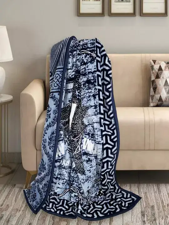 Image for CHICERY-Blue%26BlackHeavyWinterDoubleBedBlanket
