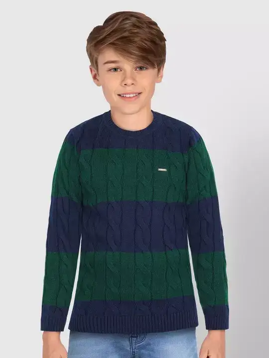Image for AllenSollyJunior-BoysCableKnitColourblockedPullover