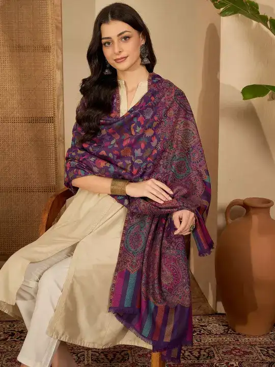 Image for Sangria-Women'sFloralWovenDesignShawl