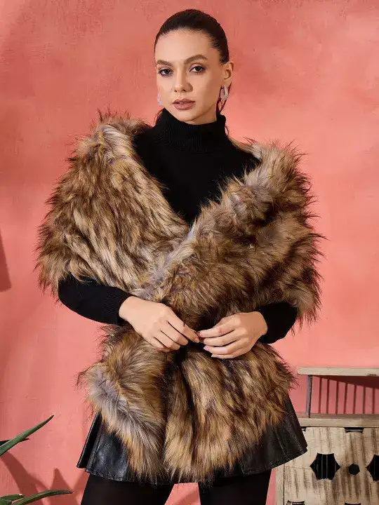 Image for InWeave-SelfDesignAcrylicWinterFauxFurShawl