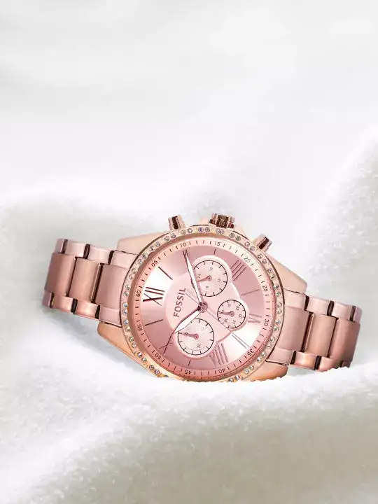 Image for Fossil-WomenRoseGold-TonedEmbellishedAnalogueWatch