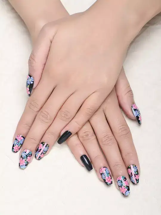Image for LICK-28PcsReusableGlossyBlackAcrylicNailArtificialNailSet