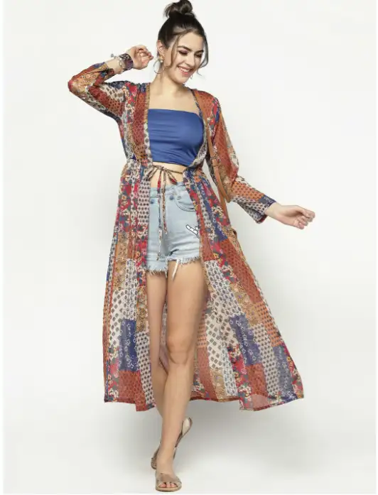 Image for SeraWomenMulticolouredPrintedTie-UpShrug