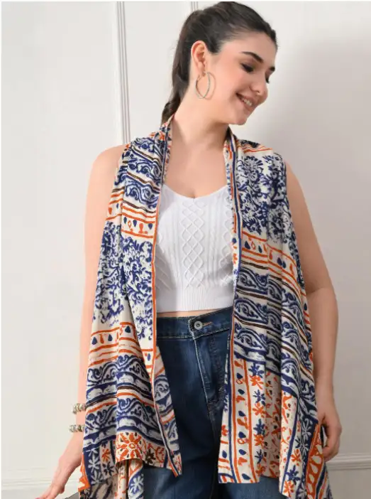 Image for SangriaWomenPrintedLonglineShrug