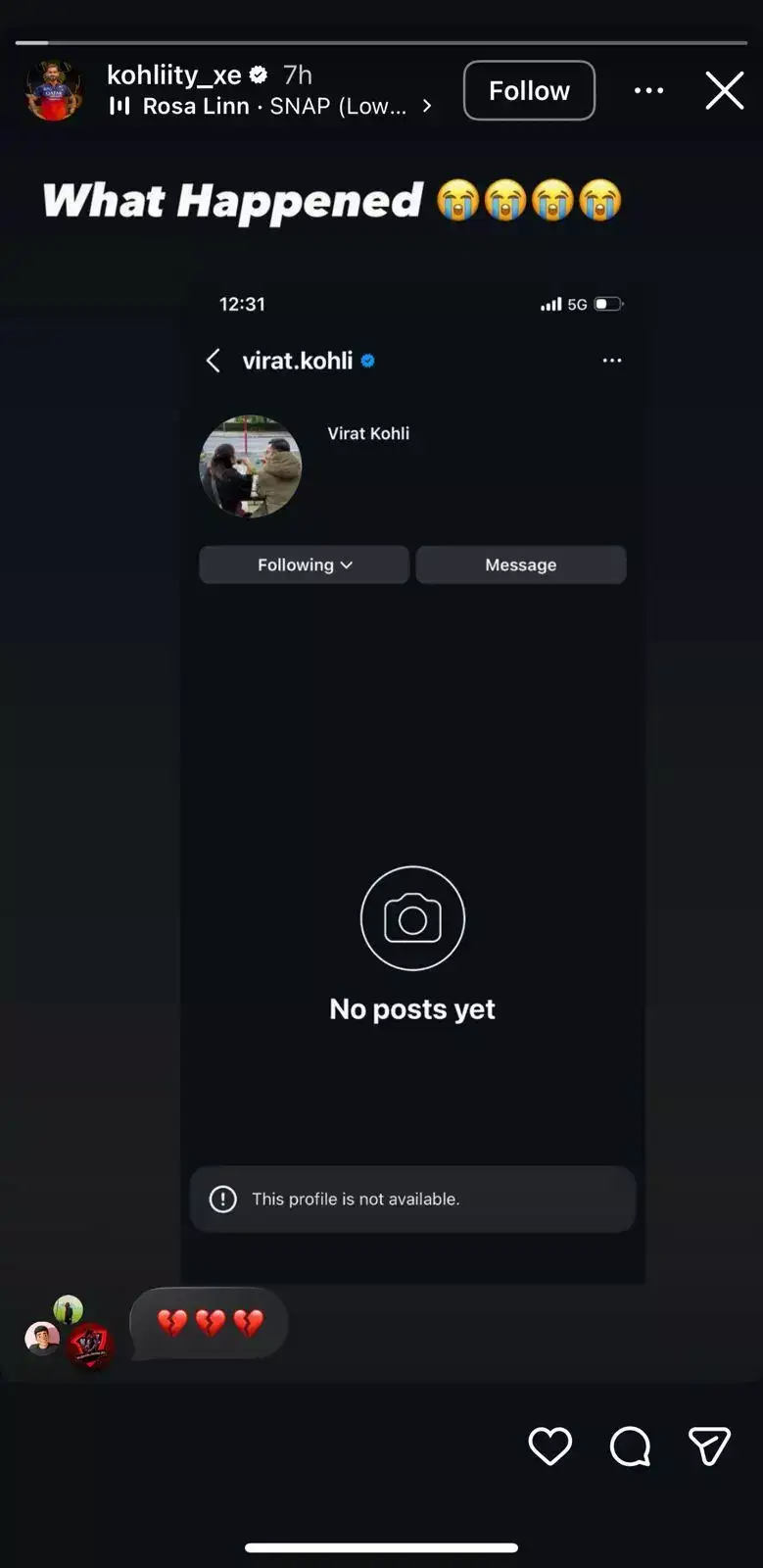 Virat Kohli leaves Instagram