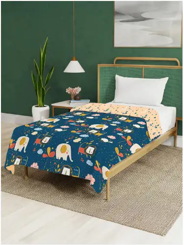 Image for URBANSPACENavyBlue%26YellowMicrofibreSingleBedDohar