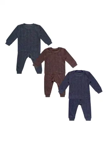 Image for SuperminisInfantKidsPackOf3StripedPureCottonThermalSet