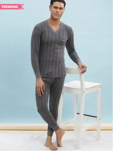 Image for DollarUltraMenGreyStripedThermalSet