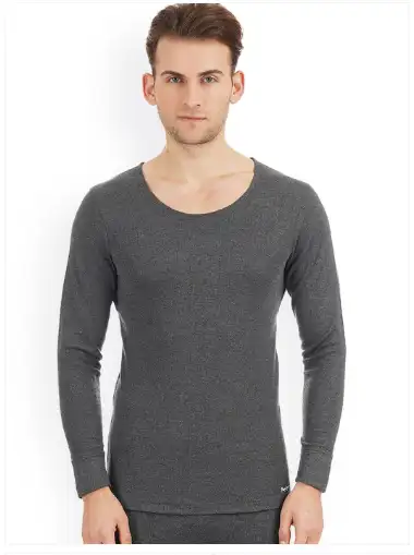 Image for PepeJeansMenCharcoalGreySolidThermalTop