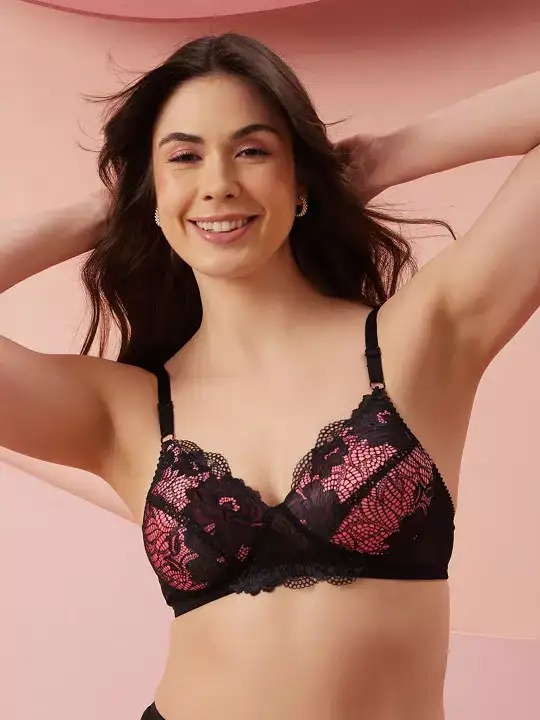 Image for Clovia-Black%26MaroonLaceNon-WiredLightlyPaddedEverydayBra