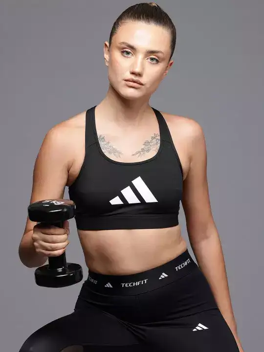 Image for ADIDAS-BrandLogoPrintedMediumCoverageLightlyPaddedTrainingBra