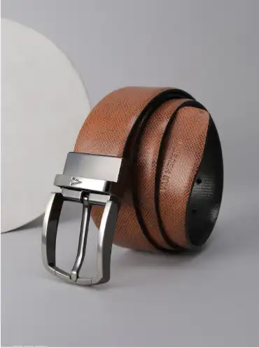 Image for VanHeusenMenTexturedLeatherReversibleFormalBelt