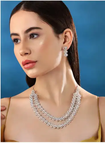 Image for RubansRhodiumPlatedPremiumDoubleLayerJewellerySet