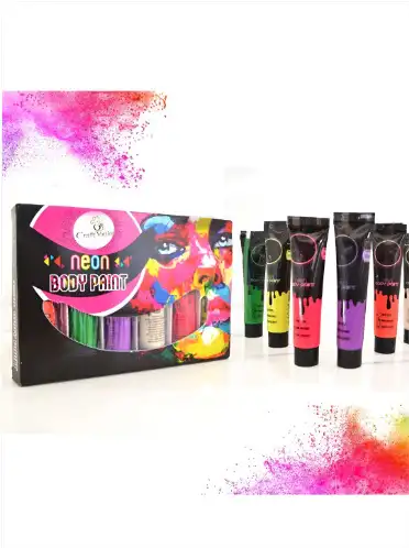 Image for CraftVatikaRedandYellow6PiecesNeonBodyPaint