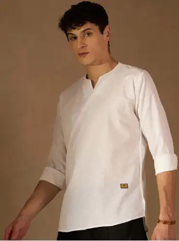 Image for DENNISONMenWhiteSolidKurta