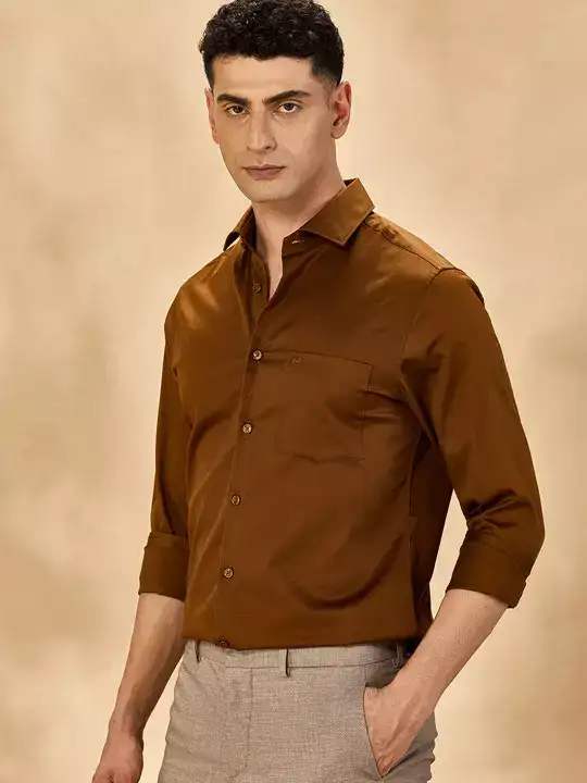 Image for Aldeno-SpreadCollarSlimFitSatinFormalShirt