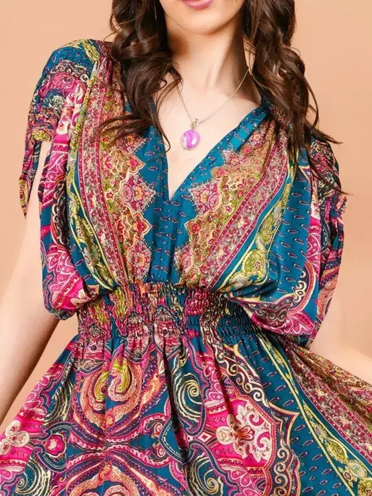 Image for Boholyfe-WomenRadiantglowpaisleyprintbohominidress